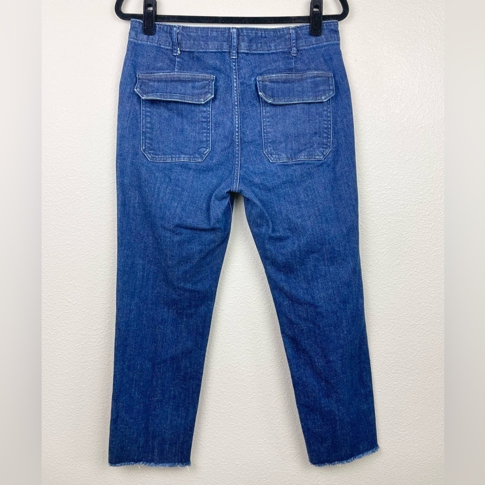 Anthropologie Pilcro Women's 29 Dark Wash Rigid Denim Raw Hem Jeans High Rise - Picture 8 of 11
